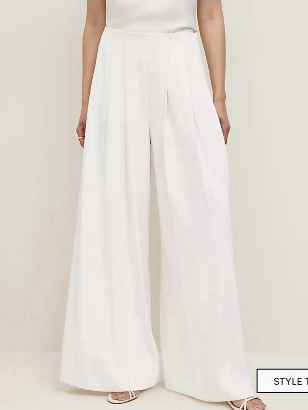 NEW Ivory Creamy White ANN TAYLOR Triple Pleat Palazzo Wide Leg Pants 4 NWT - Picture 2 of 3